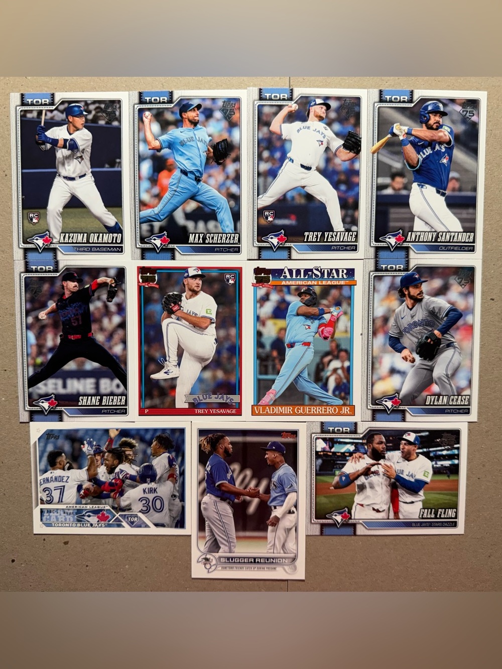 Toronto Blue Jays Baseball Cards Lot of 11: Guerrero Jr./Yesavage/Okamoto